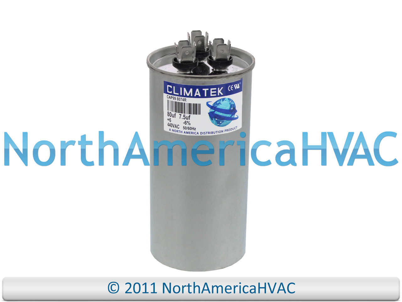 Climatek Run Capacitor 80+7.5 uF 440 Volt Round Fits Proline